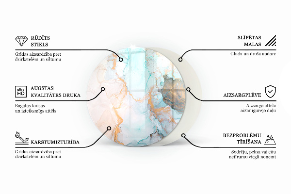 Redonda placa de vidrio para chimenea Color Azul oscuro