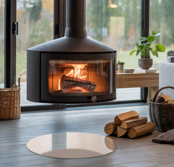 Redonda placa protectora suelo estufa Color marrón claro