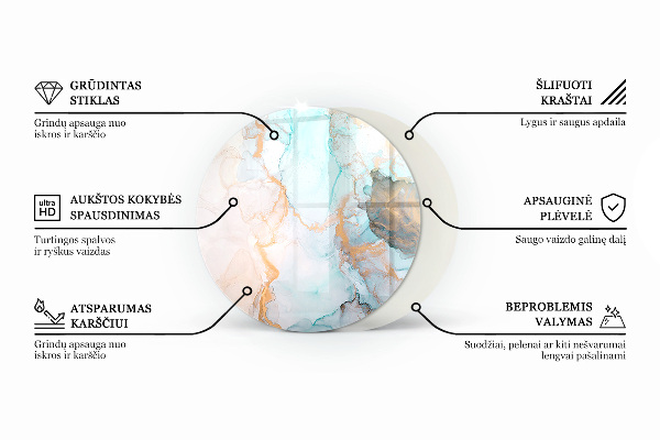 Redonda placa de vidrio para chimenea Color marfil