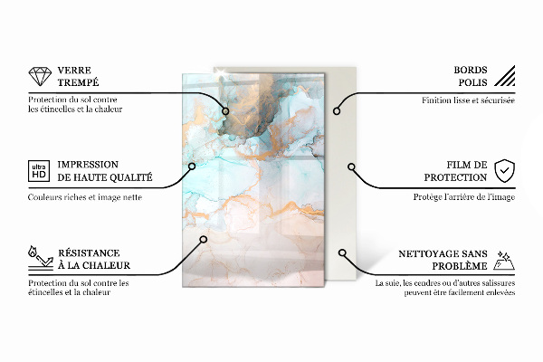Rectangulare placa protección suelo estufa Elegante patrón de mármol