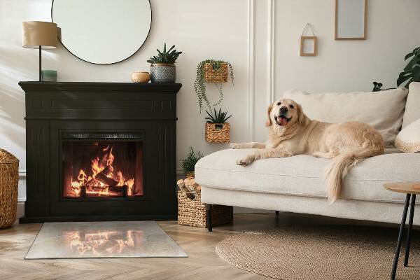 Rectangulare protector suelo para estufa de leña Patrón de piedra natural