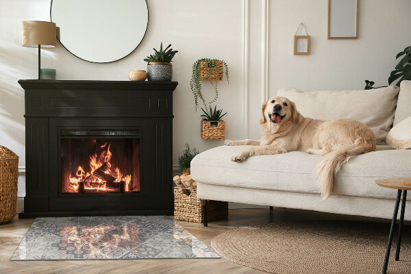 Rectangulare protector suelo para estufa de leña Patrón de mosaico decorativo