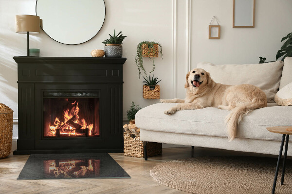 Rectangulare protector suelo para estufa de leña Textura de la superficie de la piedra