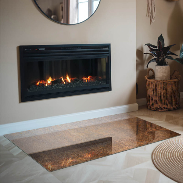 Rectangulare placa protección suelo estufa Textura de óxido en el fondo.