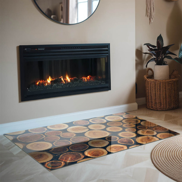 Rectangulare protector suelo para estufa de leña Caja con madera cortada