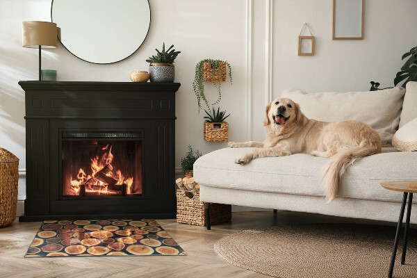 Rectangulare protector suelo para estufa de leña Caja con madera cortada