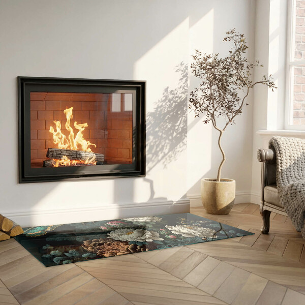 Rectangulare protector de suelo para estufa Patrón floral con mariposas