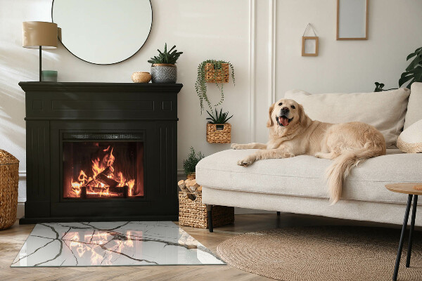 Rectangulare protector suelo para estufa de leña Patrón de vetas de mármol