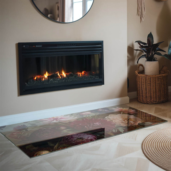 Rectangulare placa protección suelo estufa Ramo de flores en detalle