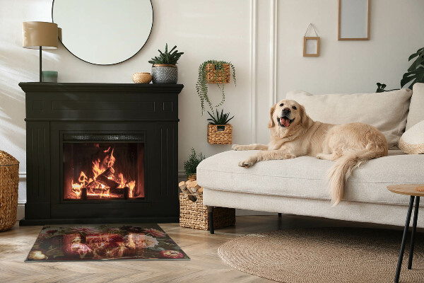 Rectangulare placa protección suelo estufa Ramo de flores en detalle