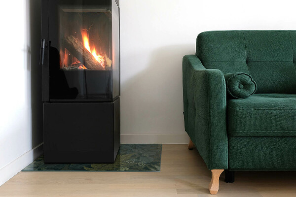 Rectangulare protector suelo para estufa de leña Motivos vegetales con mariposas