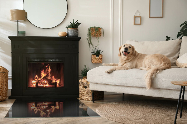 Rectangulare placa protección suelo estufa Color negro