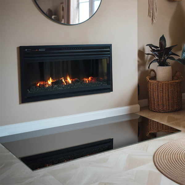 Rectangulare placa protección suelo estufa Color negro