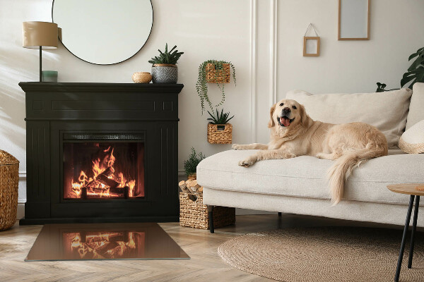 Rectangulare placa protección suelo estufa Color marrón