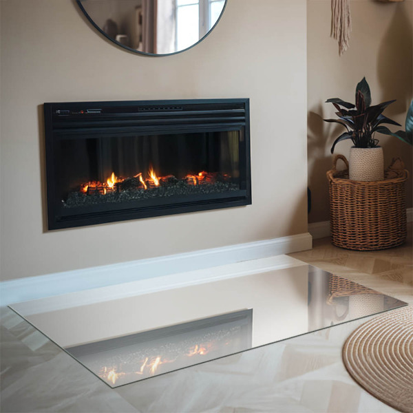 Rectangulare protector suelo para estufa de leña Color marfil