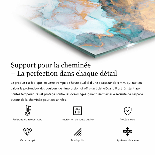 Hexagonale placa de vidrio para chimenea Patrón de estructura de mármol