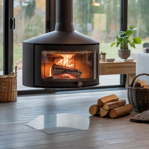 Hexagonale placa de vidrio para chimenea Color gris