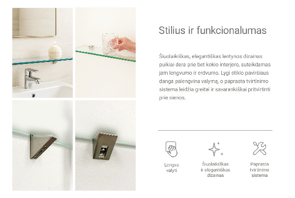 Estante de cristal translúcido para baño de 90x13 cm