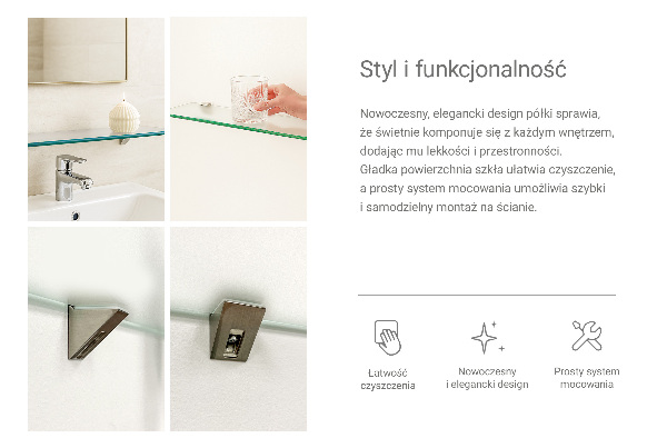 Estante de cristal translúcido para baño de 40x13 cm