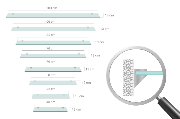 Estante mural de vidrio templado 100x13 cm