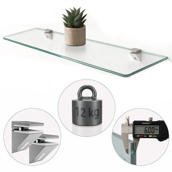 Repisa de pared de cristal 40x13 cm