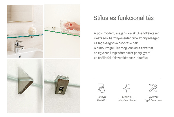 Repisa de pared de cristal 70x13 cm