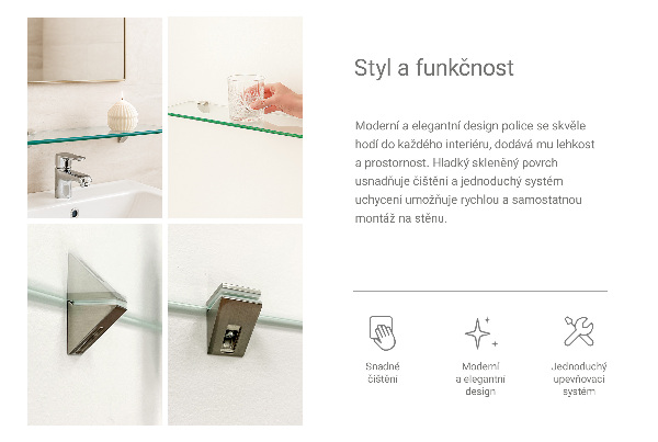 Estante mural de vidrio templado 80x13 cm