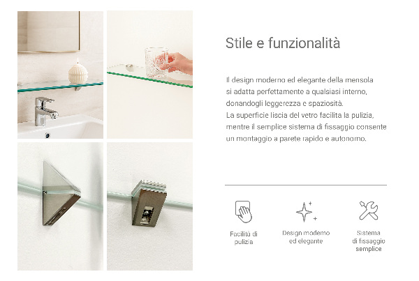 Repisa de pared de cristal 90x13 cm