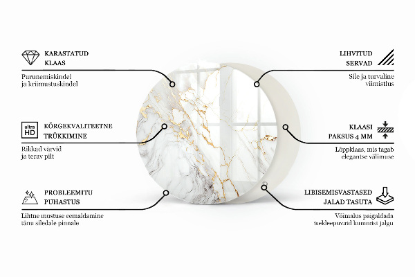 Tablero redondo para mesa Composición gráfica de mármol