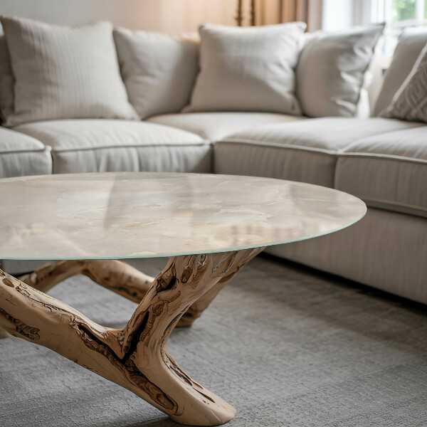 Tablero redondo para mesa Composición gráfica de mármol