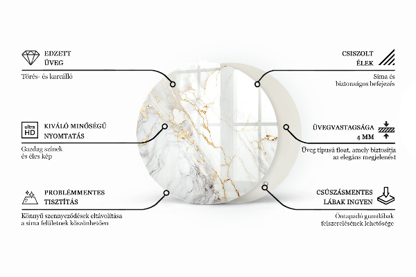Tablero redondo para mesa Composición gráfica de mármol
