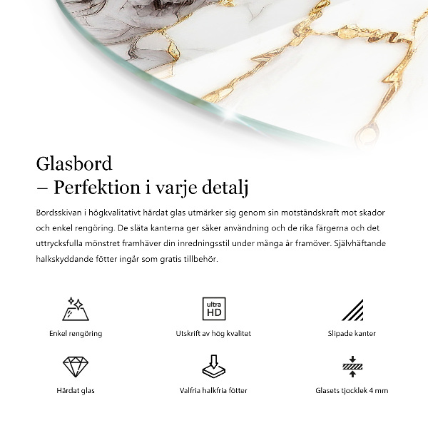 Tablero redondo para mesa Composición gráfica de mármol