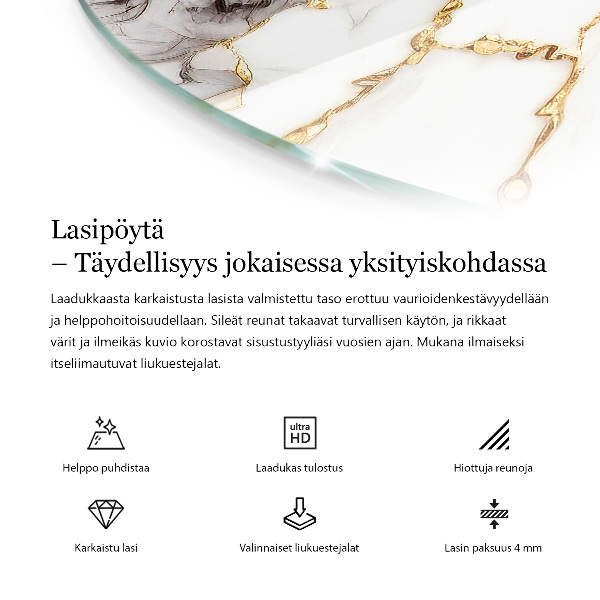 Tablero redondo para mesa Sutiles vetas de mármol