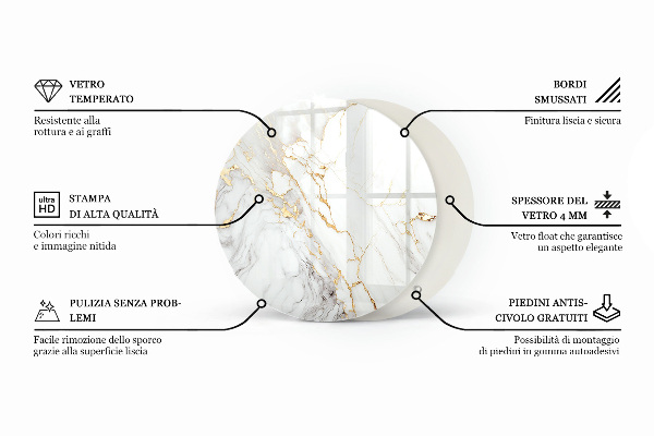 Tablero redondo para mesa Sutiles vetas de mármol