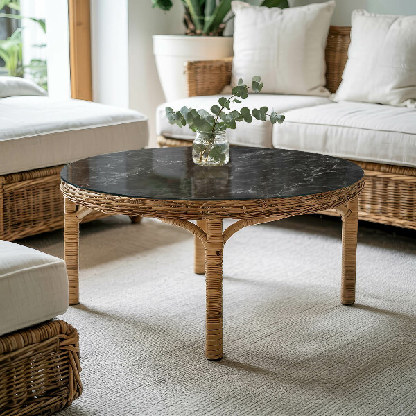 Tablero redondo para mesa Mármol con vetas delicadas