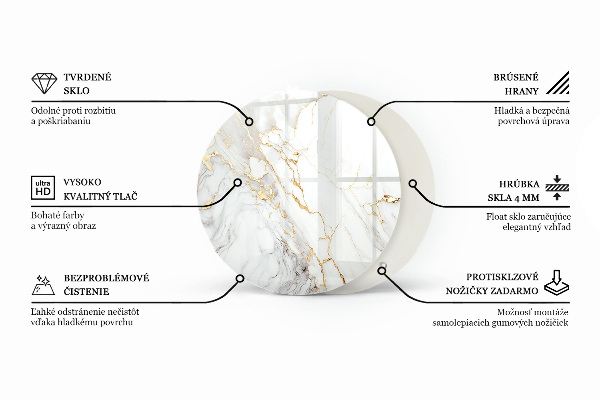 Tablero redondo para mesa Mármol con vetas delicadas