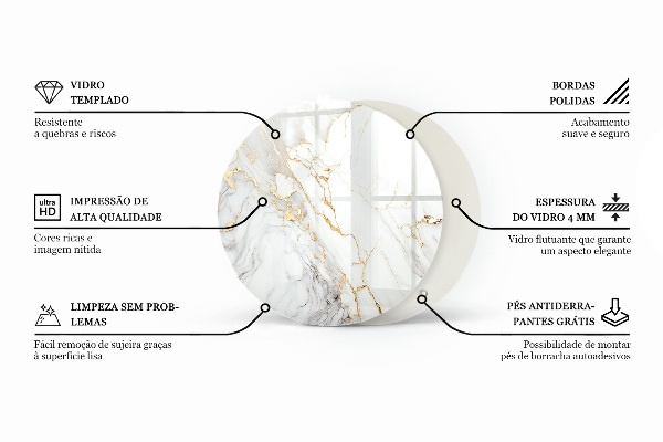 Tablero redondo para mesa Elegante patrón de mármol