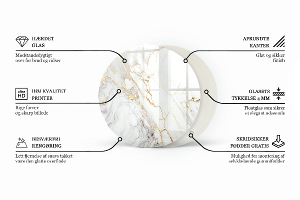 Tablero redondo para mesa Elegante patrón de mármol