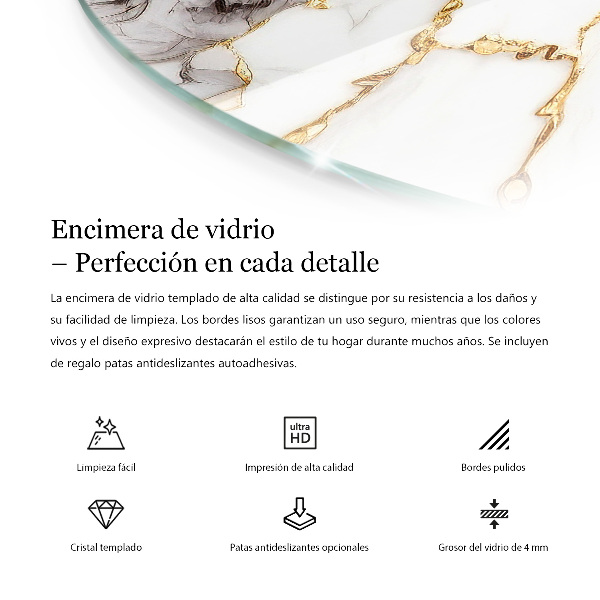 Tablero redondo para mesa Patrón que imita el mármol