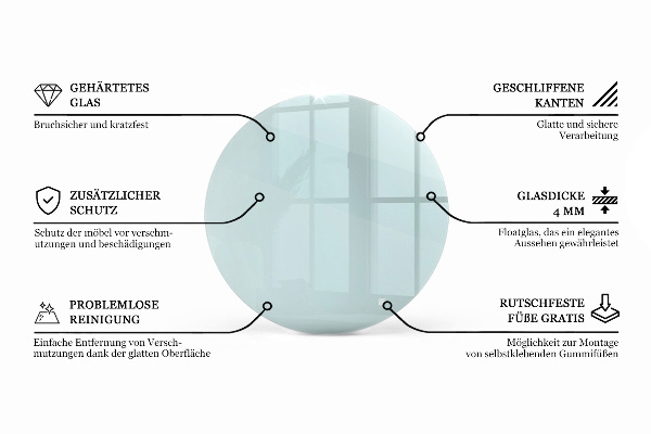 Tablero mesa redonda transparente