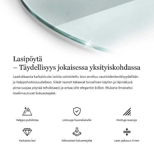 Tablero mesa redonda transparente