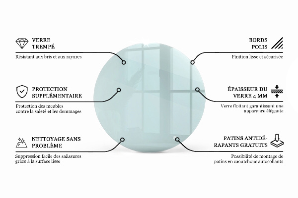 Tablero mesa redonda transparente