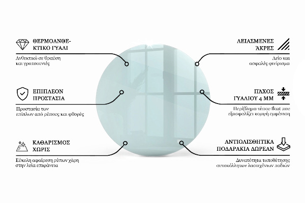 Tablero mesa redonda transparente