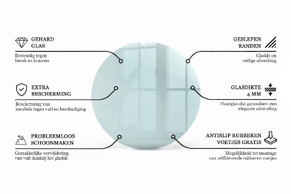 Tablero mesa redonda transparente