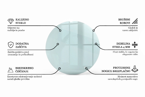 Tablero mesa redonda transparente