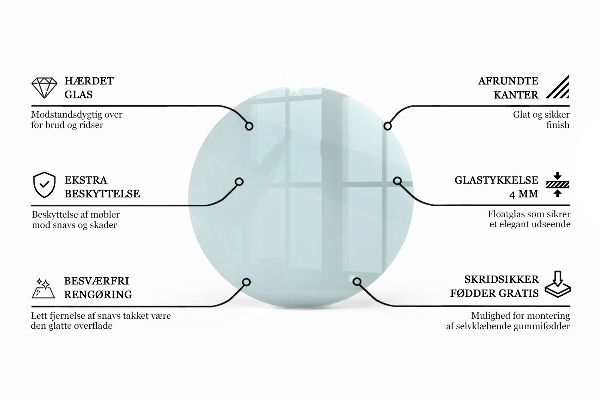 Tablero mesa redonda transparente