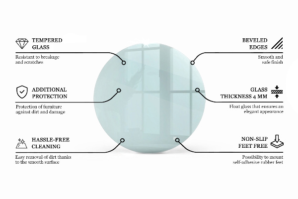 Tablero mesa redonda transparente