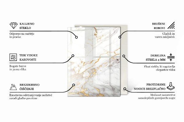 Tablero vidrio mesa rectangular Blanco puro