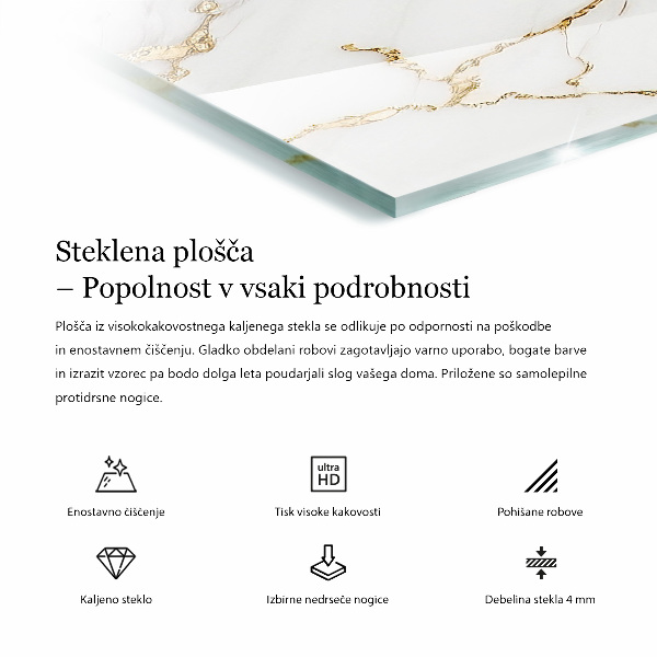 Tablero vidrio mesa rectangular Blanco puro