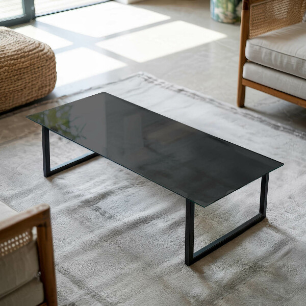 Tablero vidrio mesa rectangular Negro sólido elegante